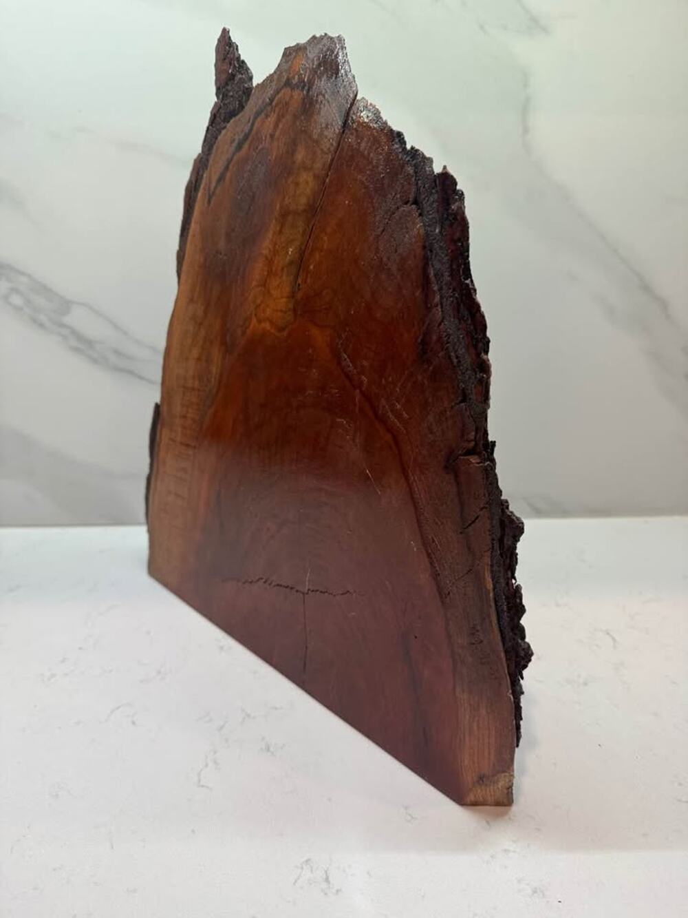 Rustic Live-Edge Wood Scupture, Book End, Shelf Decor with Natural Bark Edge